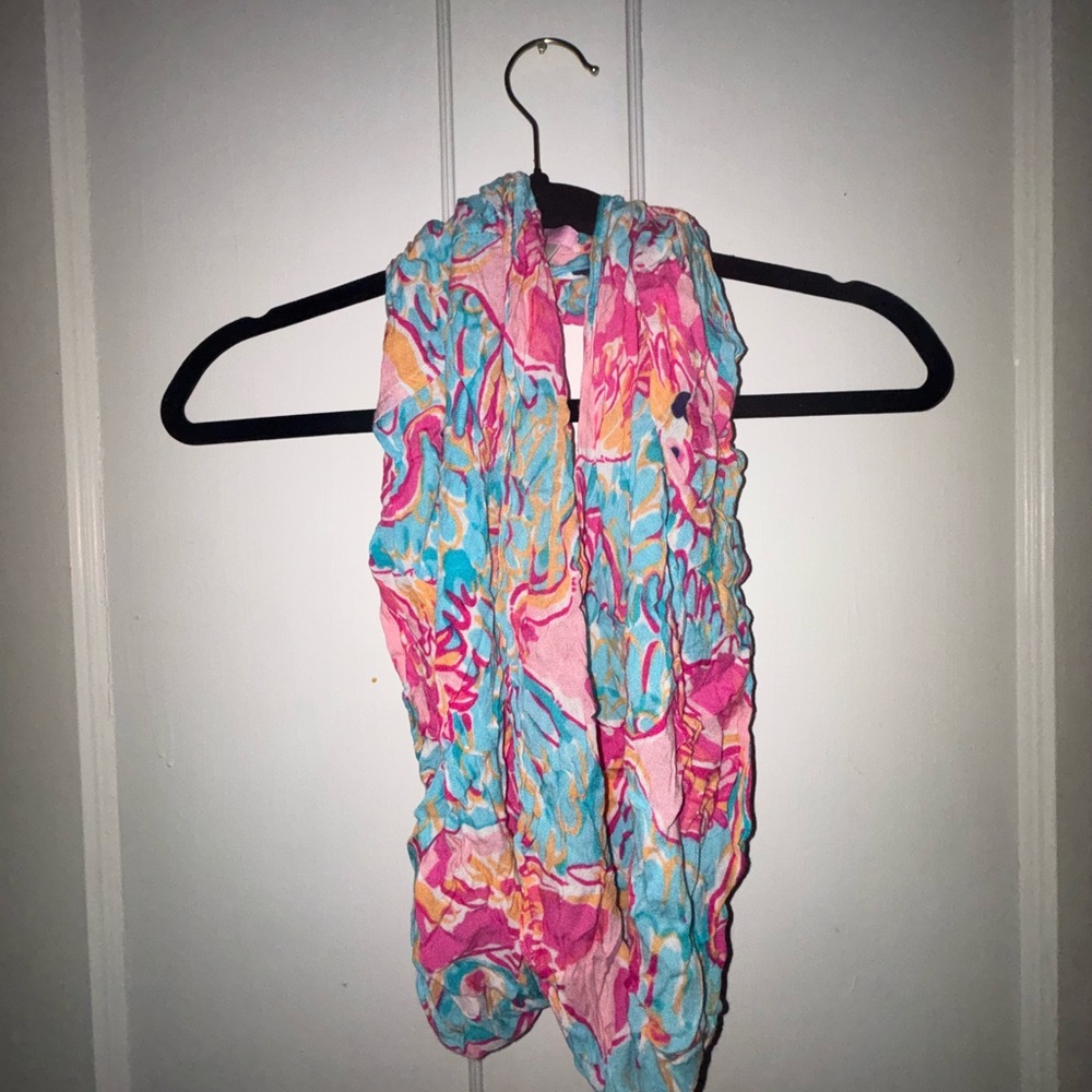 Lilly Pulitzer Pink and Blue Flamingo Scarf